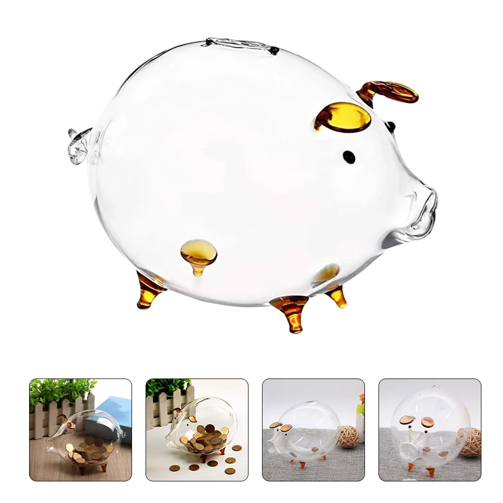 

Piggy Bank Children Money Box Transparent Saving Pot Creative Desktop Jar Glass