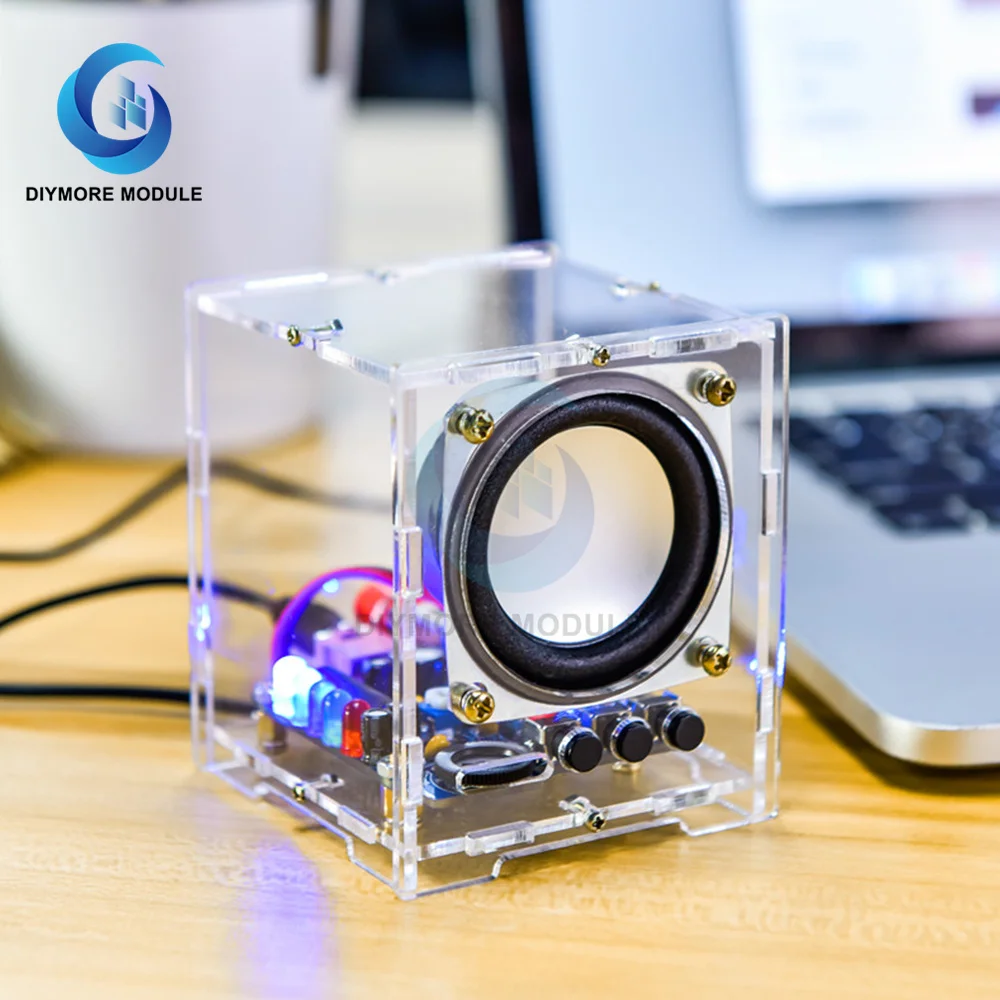 

Bluetooth Speaker Power Amplifier DIY Electronic Components Kit 3W 5V HT6872 Audio Amplifier Transparent Shell with LED Light