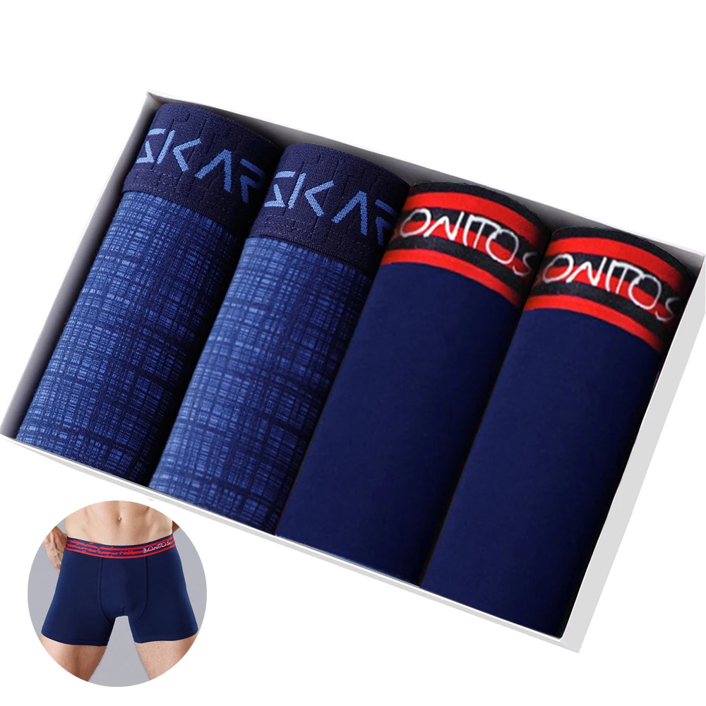 4Pcs Mens Underpants Sexy Boxers Underwear Man Cotton Men's Panties Brand Male Boxer Shorts Slip Homme Calecon