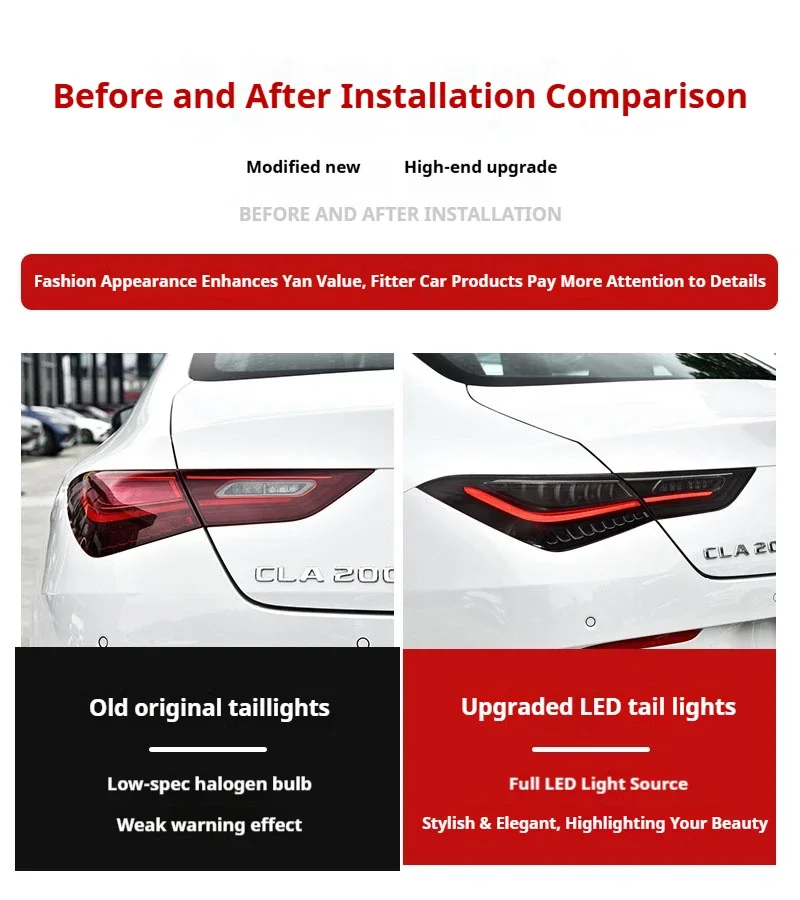 Светодиодные задние фонари для автомобилей, сборки для Mercedes-Benz CLA W118, задние фонари 2020-2024, дневные ходовые огни, стоп-сигналы, указатели поворота, система Plug and Play. (art.: 3920dcd2e2911) - 3920dcd2e2911