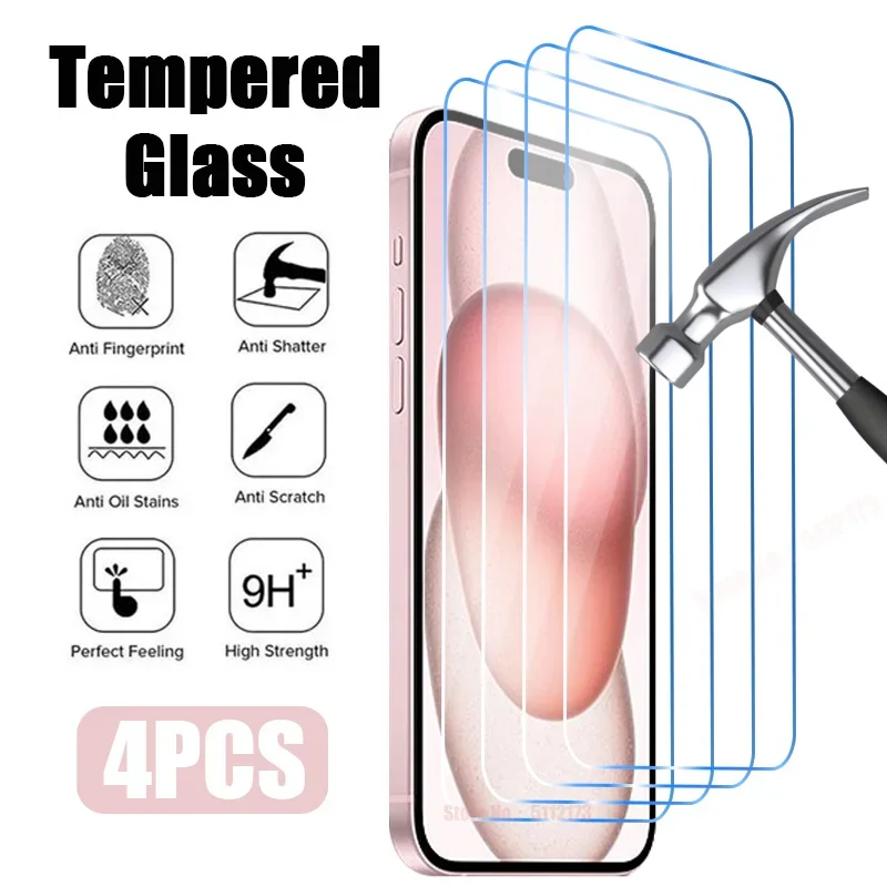 

4 шт. закаленное стекло для iPhone 15 14 13 12 11 Pro Max 13 12 Mini Защита экрана для iPhone 15 14 Plus XR XS Max SE 2020 стекло