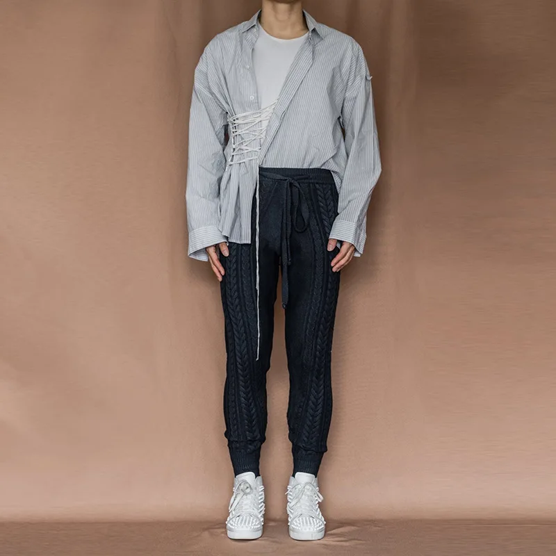 Мужской свитер трикотажные брюки высокого качества однотонные повседневные