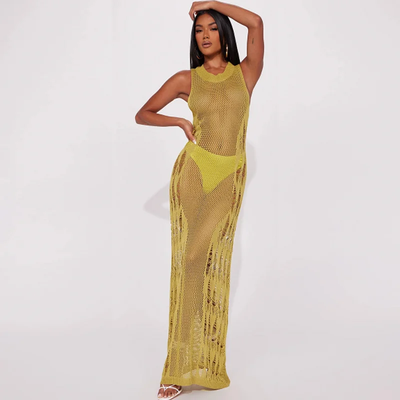 Трикотажное платье-накидка женский купальник боковая шнуровка халаты лето 2023