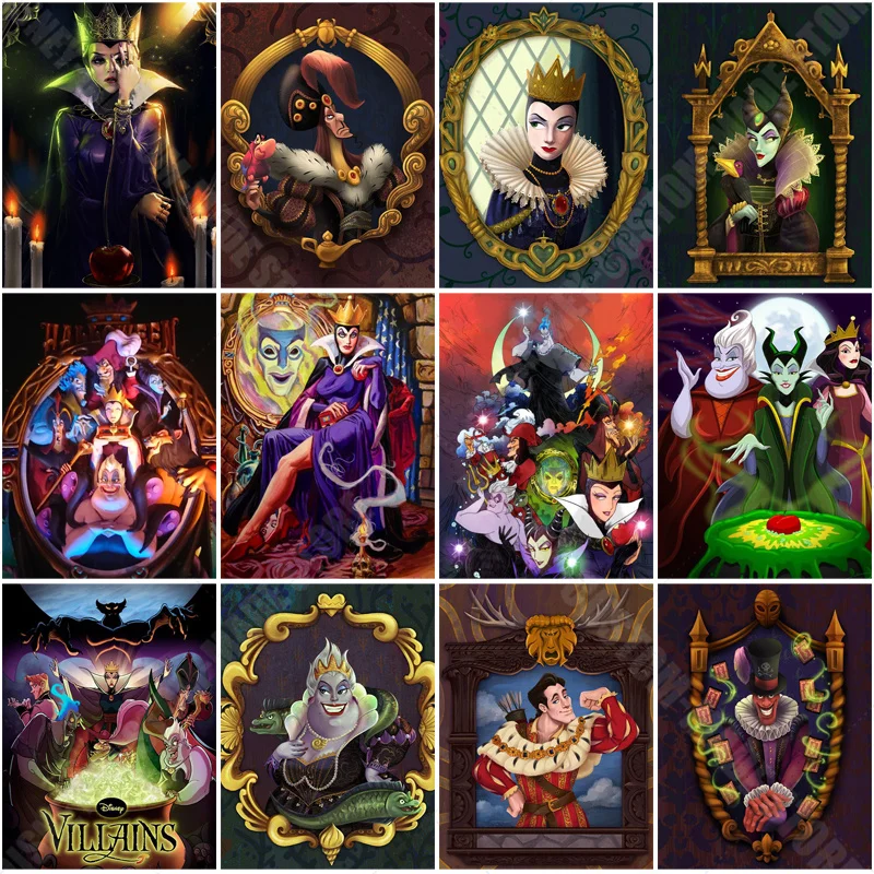 

Diamond Painting Disney Villains Series Evil Queen Cartoon Pictures Art Embroidery Hobby Mosaic Maleficent Home Wall Decor