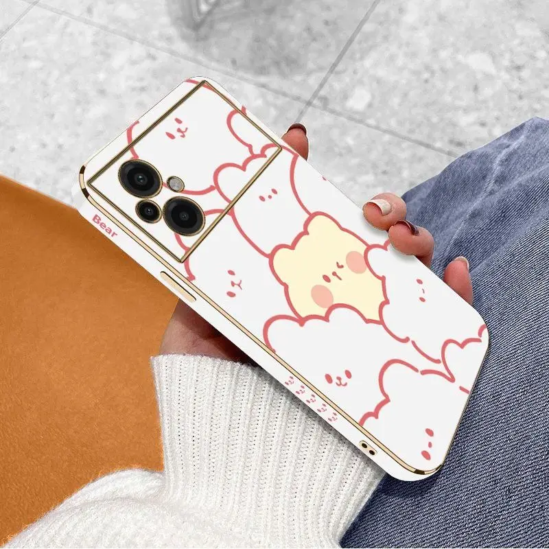 Stacking Bear Luxury Plating Phone Case For Xiaomi Poco M5 M4 Pro F4  X4 GT F4 GT X4F3 X3 M3 X3 NFC X2 X3 Pro C40 Cover