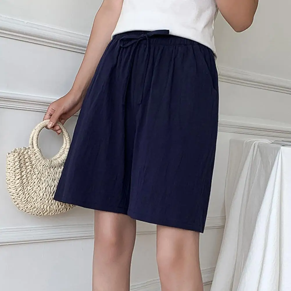 

Women Shorts Solid Color Loose Type Drawstring Elastic Waist Deep Crotch Summer Pants shorts Summer Casual shorts for girls