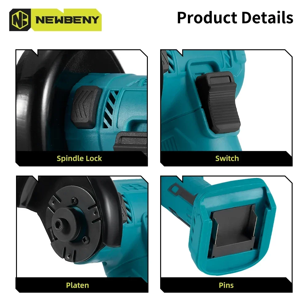 NEWBENY 3-дюймовая мини-бесщеточная угловая шлифовальная машина бытовой