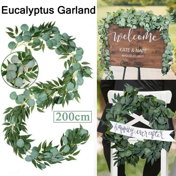 Искусственный эвкалипт гирлянда с листьями ивы романтическая свадебная