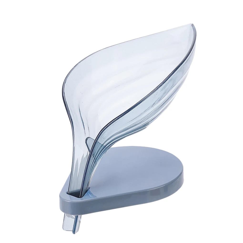 

Simple Leaf Shape Soap Cleaning Sponge Holder Drain Box Soap Drying Stand Rack with Suction Cups