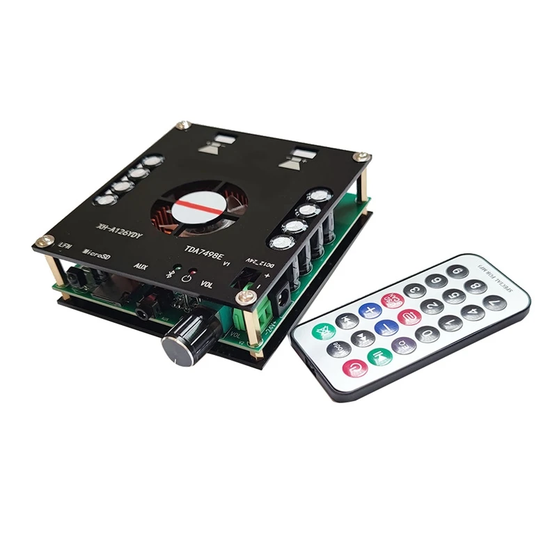 

Digital Power Amplifier Board Bluetooth 5.0 Stereo 2.0 TDA7498E 2X160W2 AUX/TF Input with Remote Control and Antenna
