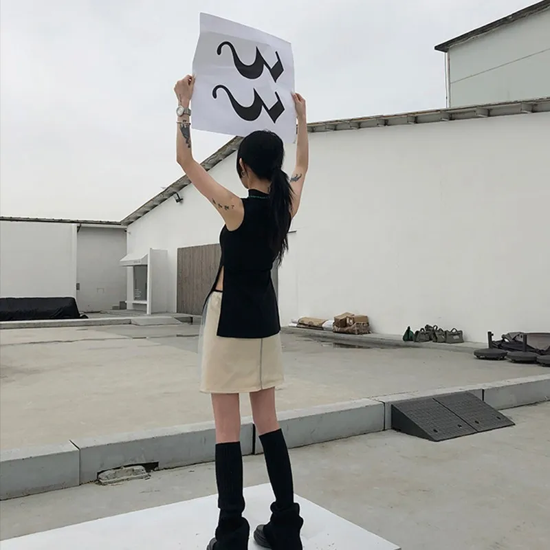 Женская черная майка Karrcat в стиле Ямамото |