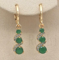 vintage swirl round metal inlaid green stone earrings womens wedding drop earrings
