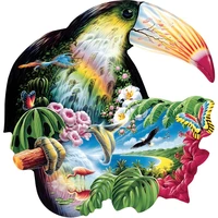 unique wooden animal jigsaw puzzles adults colorful toucan 3d puzzle interactive games learning toy for kids educational toys