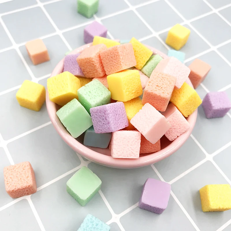 

30Pcs Simulation Cube Sugar Miniature Candy Resin Cabochon Fake Food Fit Phone Decoration Charms DIY Embellishment for Scrapbook