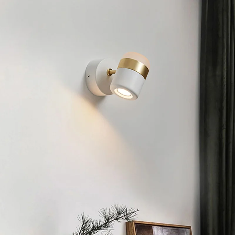 

European Simple Modern Bedroom White Wall Lamp Bedside Lamp Led Modeling Staircase Aisle Spotlight Indoor Lighting For Home
