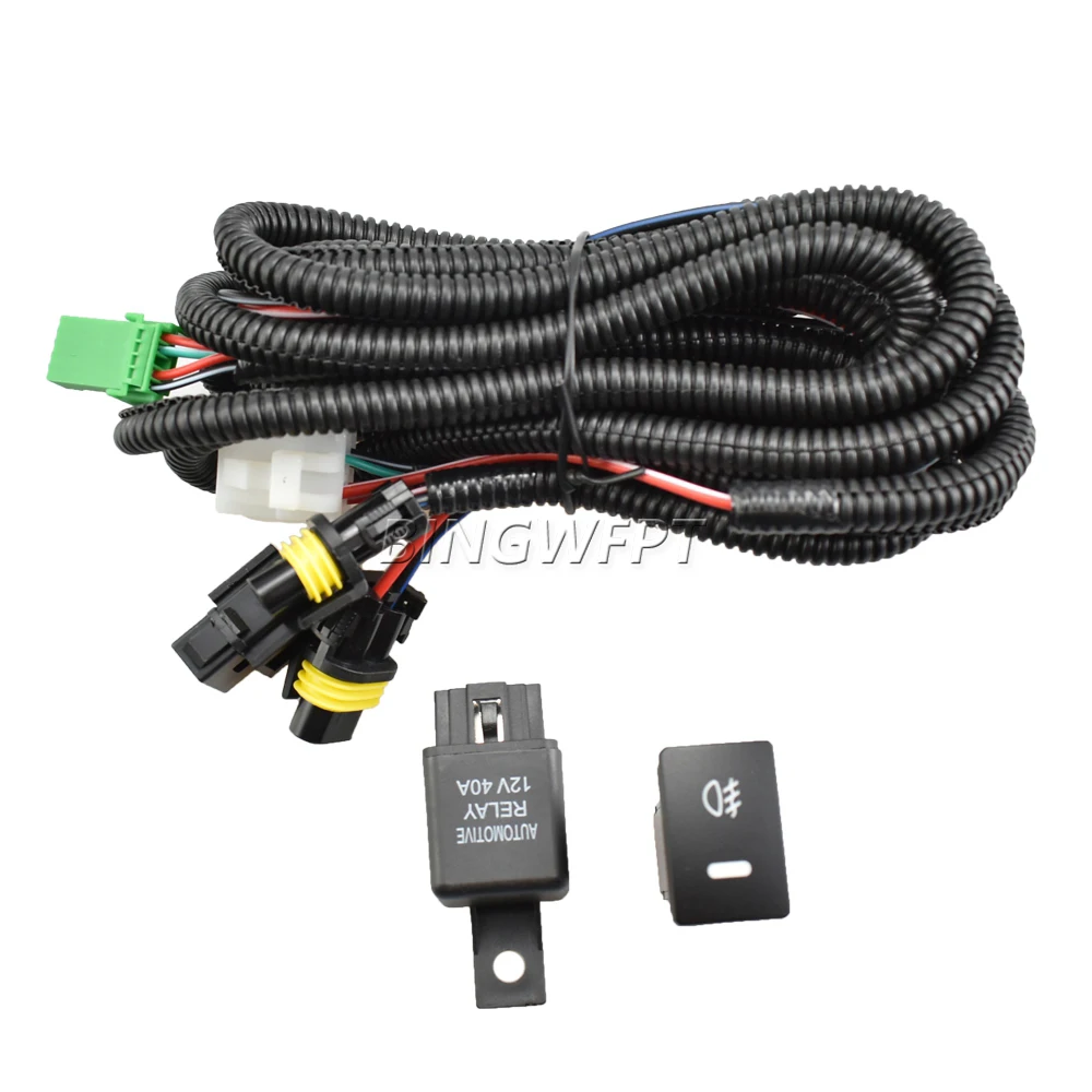 

H11 881 H9 Противотуманные фары, жгут проводов, разъем провода с реле 12 В, 40 А и комплектами переключателей включения/выключения, подходит для светодиодов для Toyota