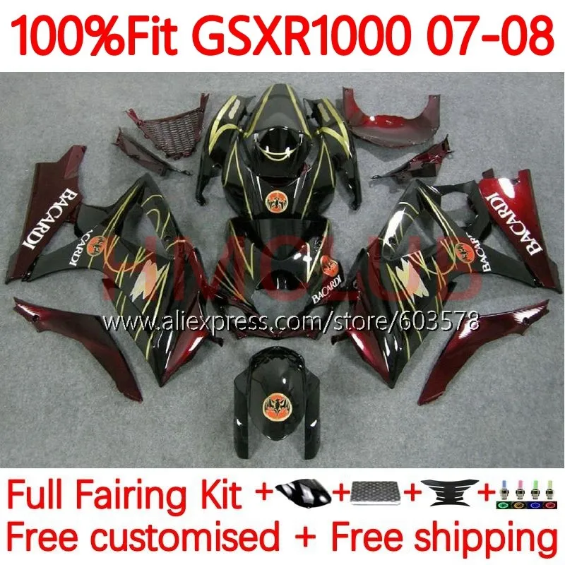 

Инъекция для SUZUKI GSXR 1000CC 1000 CC GSX R1000 K7 GSX-R1000 GSXR1000 2007 2008 GSXR-1000 BACARDI летучие мыши 07 08 обтекатель 101No.16
