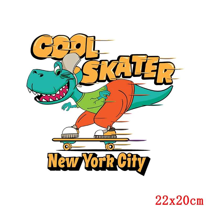 Мультяшные нашивки с динозавром термотрансферные рисунком животного на одежду в