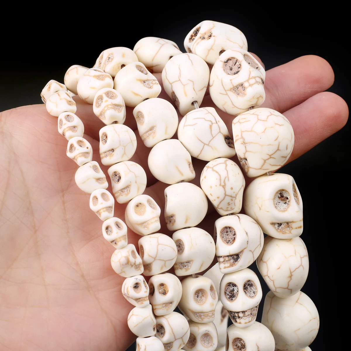 Skull Natural Stone Beads Blue White Turquoise Loose Spacer Beads for DIY Bracelet Necklace Making Jewelry Accessories Multisize