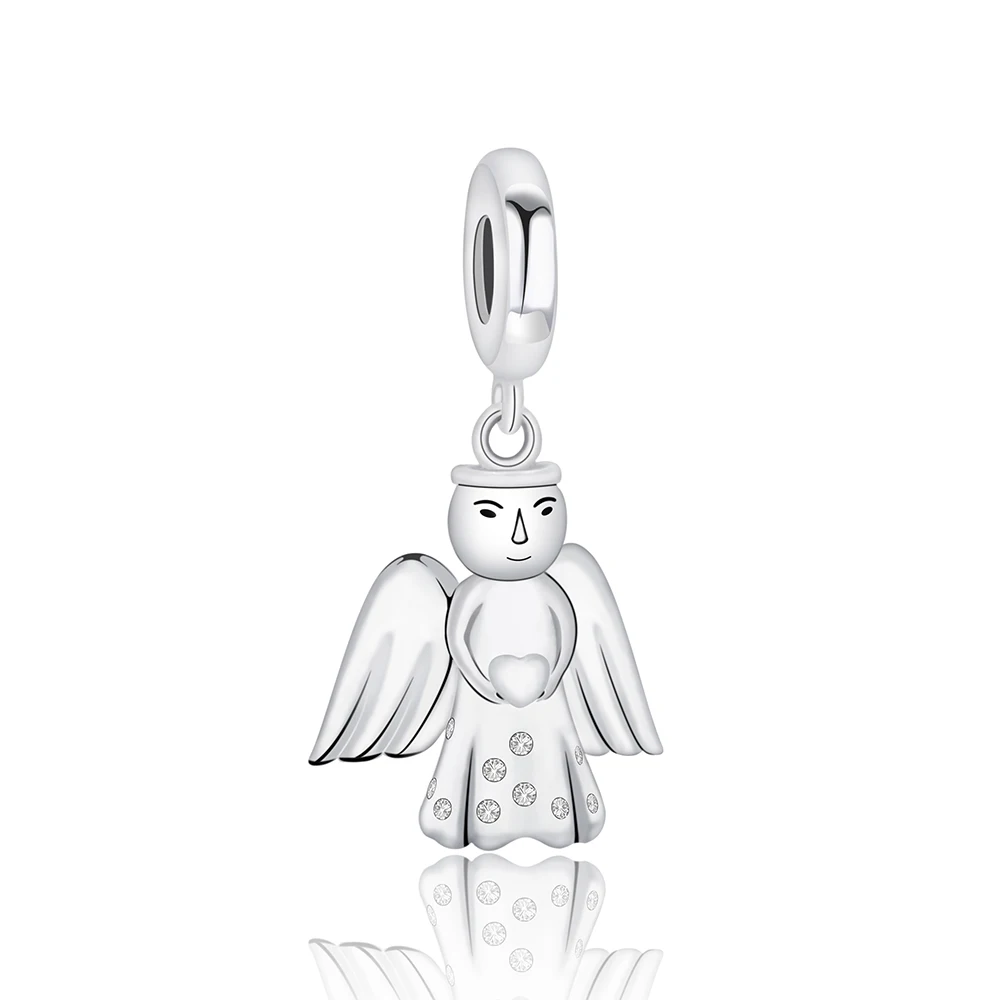 

PANQDIY Wholesale 925 Sterling Silver Pendant Lovely Angel Charm Beads For Original Bracelet Diy Women Jewelry Accessories Gift