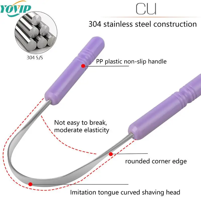 

Stainless Steel Tongue Scraper Metal Tongue Fresh Breath Cleaning Coated Toothbrush Oral Hygiene Oral Health Cleaning Tools 1pc