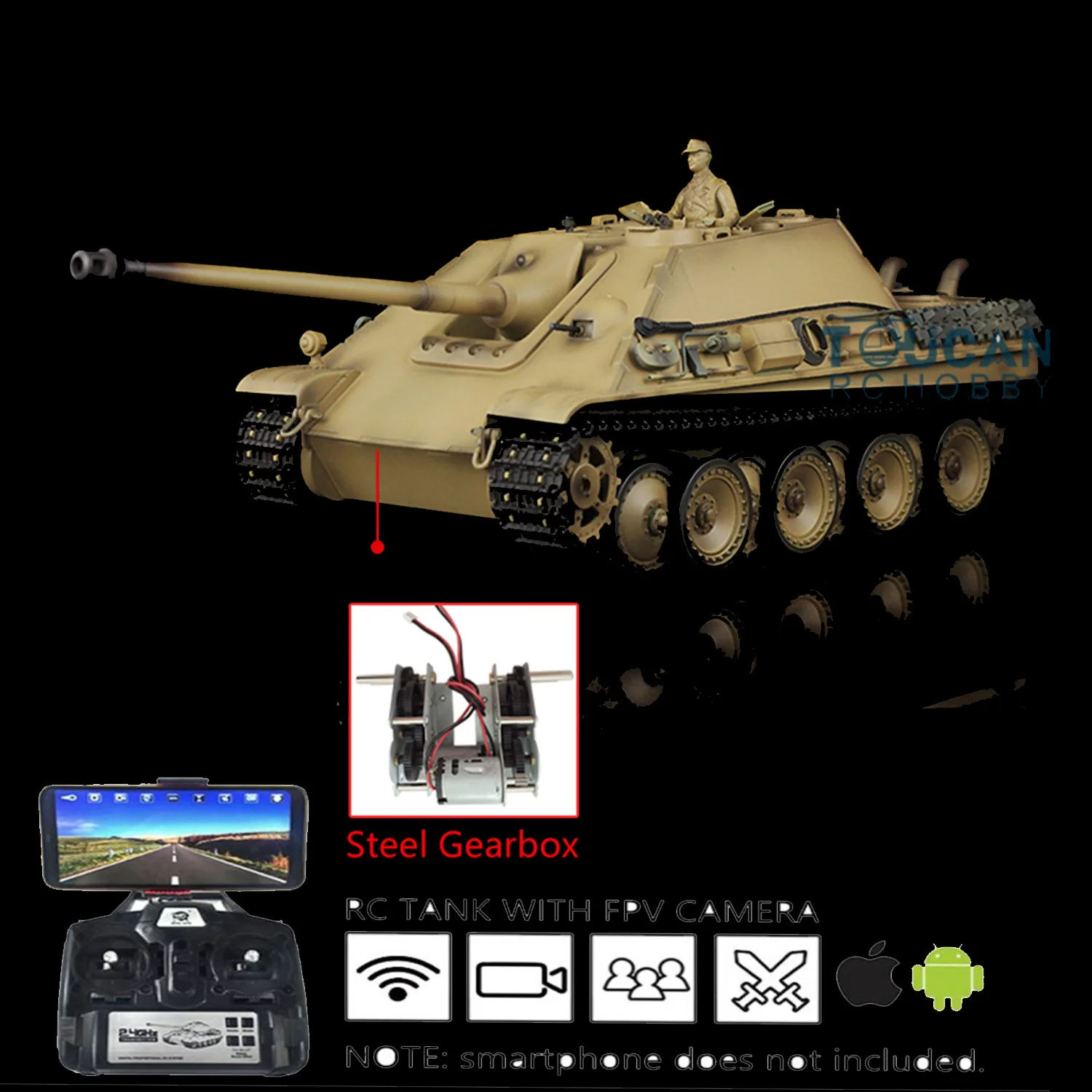 

Henglong 1/16 7.0 Plastic Jadpanther DIY FPV RTR RC Tank 3869 Steel Gearbox Smoke Effect Infrared Battle TH17444-SMT7
