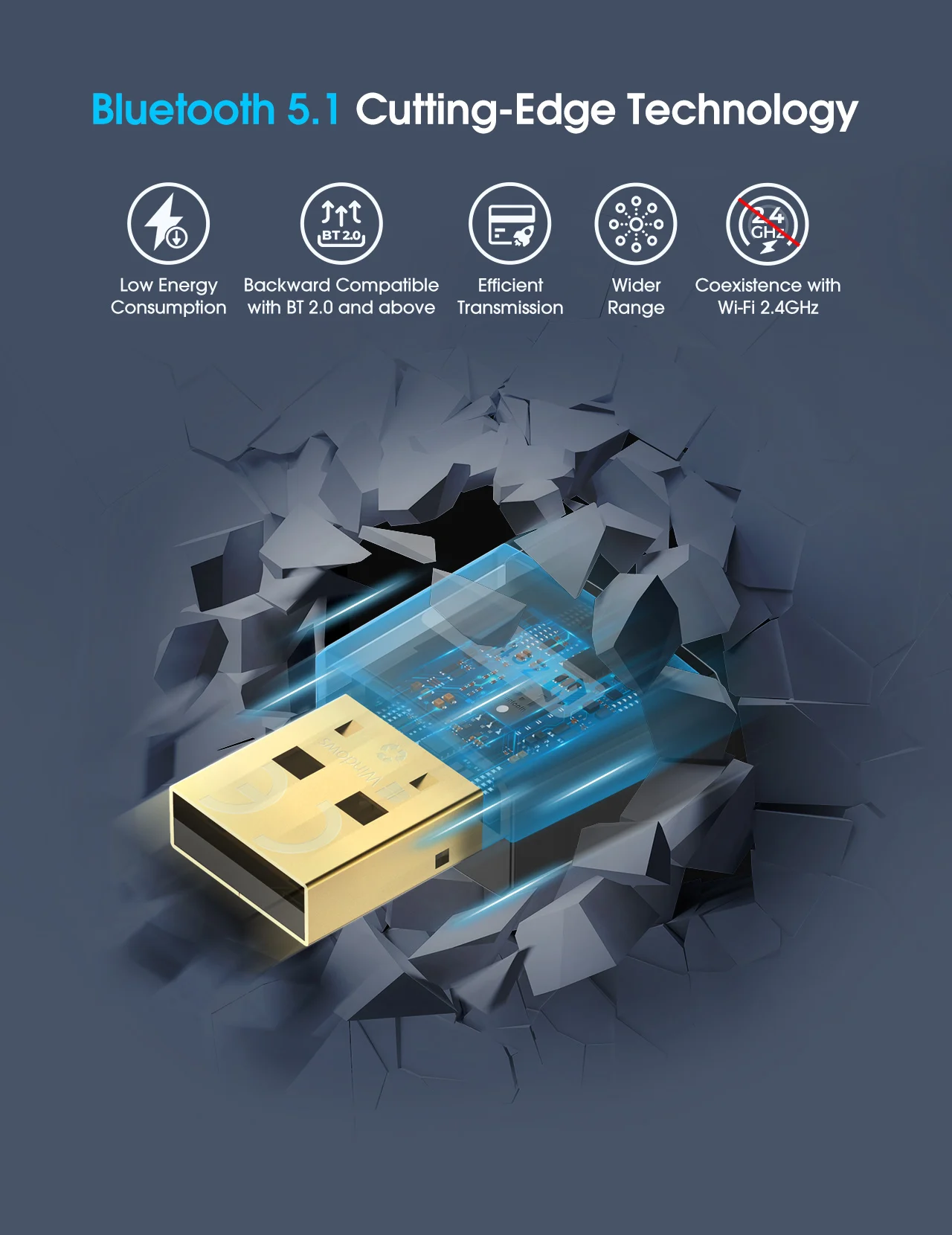 Zetsage USB Bluetooth 5 1 адаптер приемник передатчик 2 в для ПК Поддержка Windows 10/8/7 Linux ключ
