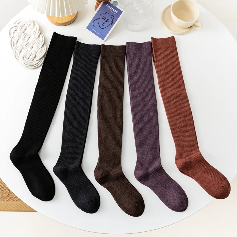 

Японские высококачественные шерстяные гольфы JK, модные уличные теплые темные чулки до середины икры, высокие Нескользящие женские носки до...