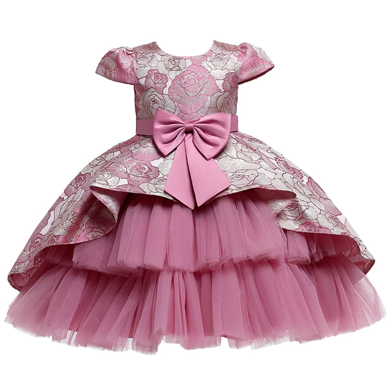 Flower Girls dress for clothes Kids Clothing Elegent jacquard satin Dresses Party Custumes | Детская одежда и обувь