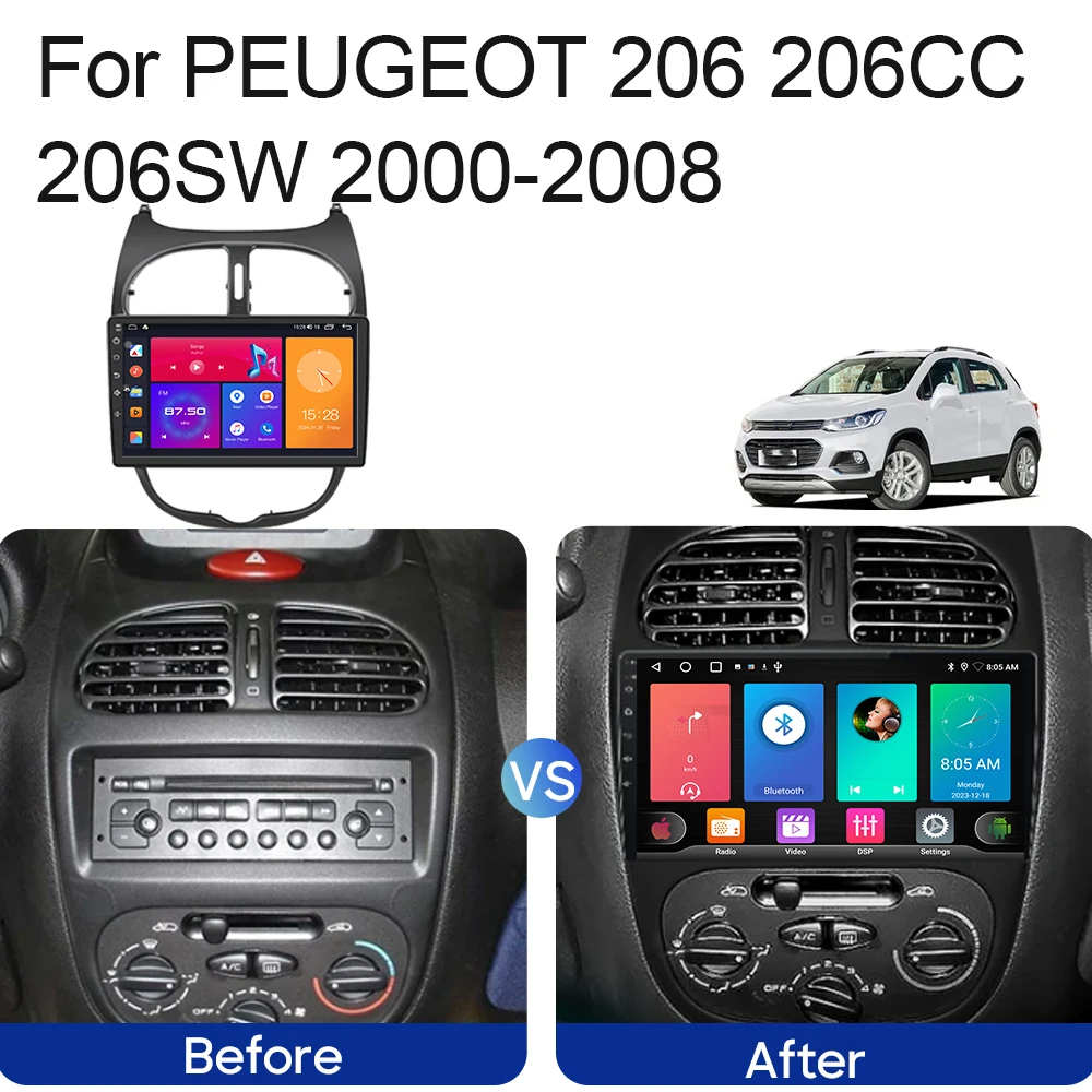 Автомобильная магнитола DSP для PEUGEOT 206 206CC 206SW 2000-2008 головное устройство