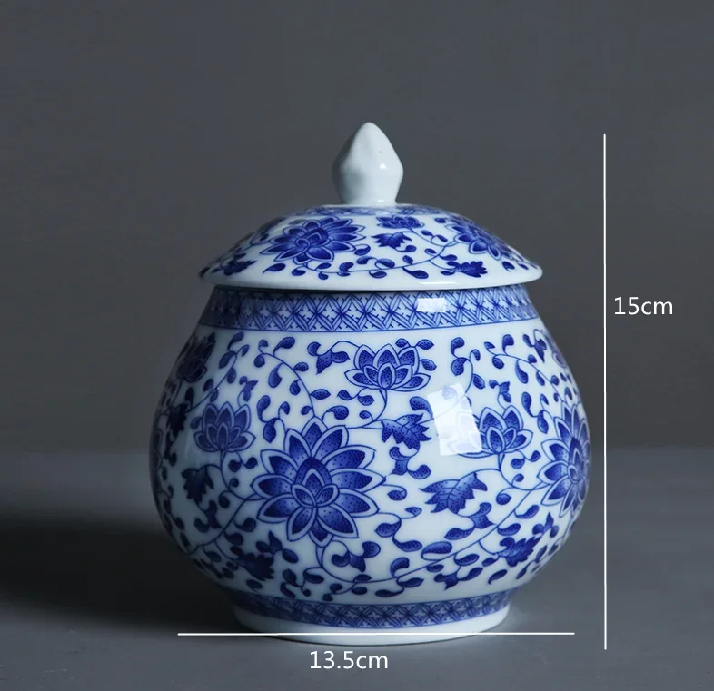 

Blue and White Porcelain Pots for Home Decoration, Tea Storage, Ceramic Sealed Storage Tanks, Plum Blossom Ginger Pots, Tea Sets