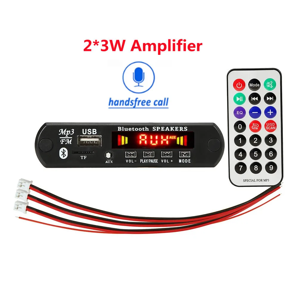 

5V/12V Bluetooth 5.0 Car MP3 Player Decoder Board 2 x 3W Amplifier Wireless FM Radio Module TF USB AUX Audio