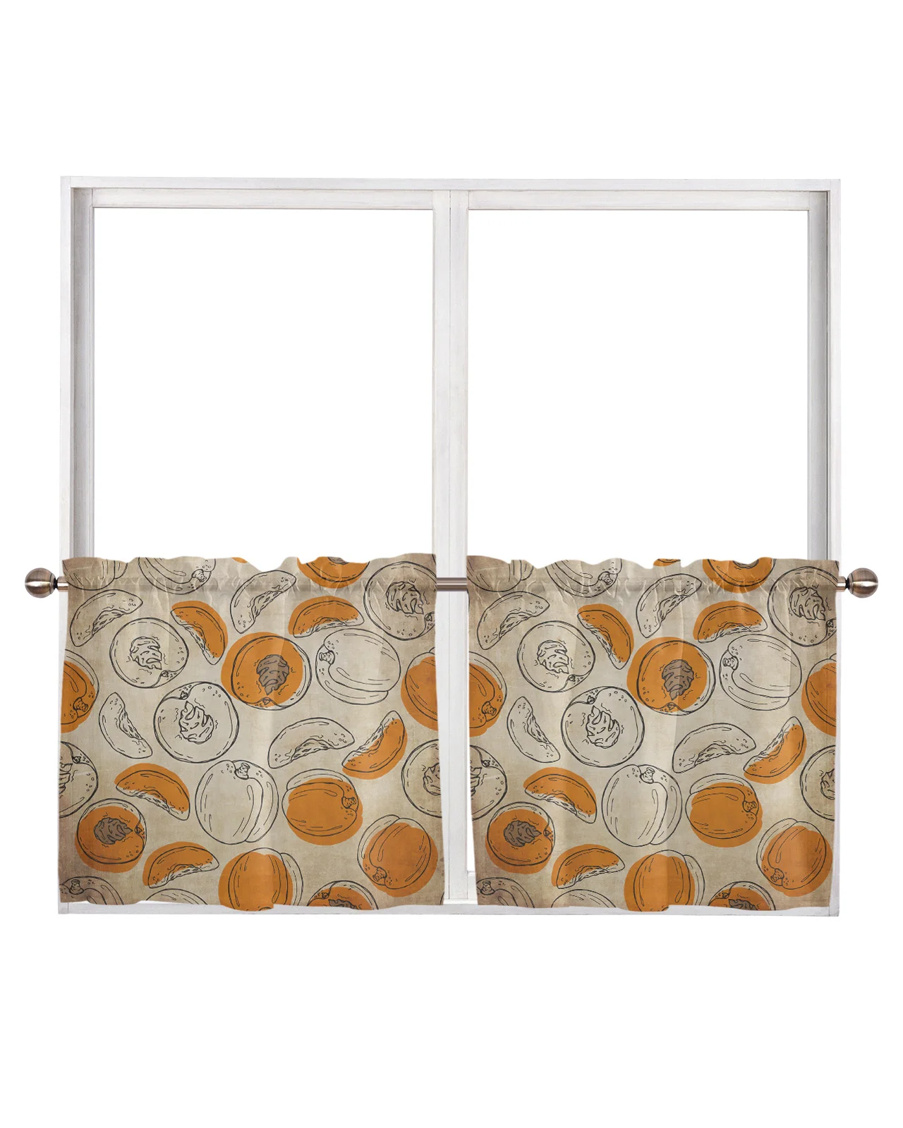 Тканевые шторы цвет персик плоды летний фон для гостиной тюль кухни спальни