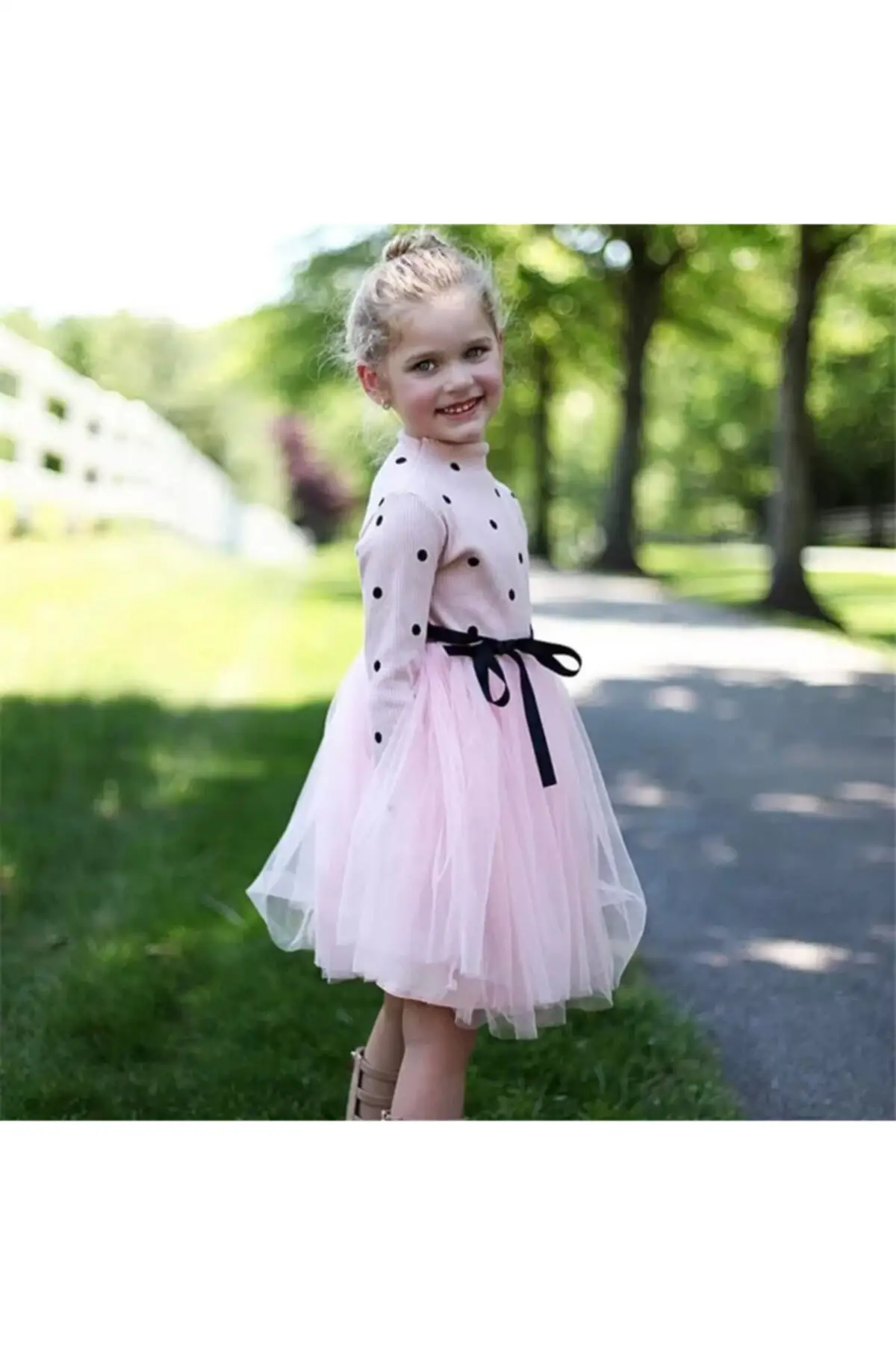 

Пышное Платье-пачка в горошек, с длинным рукавом, из лайкры