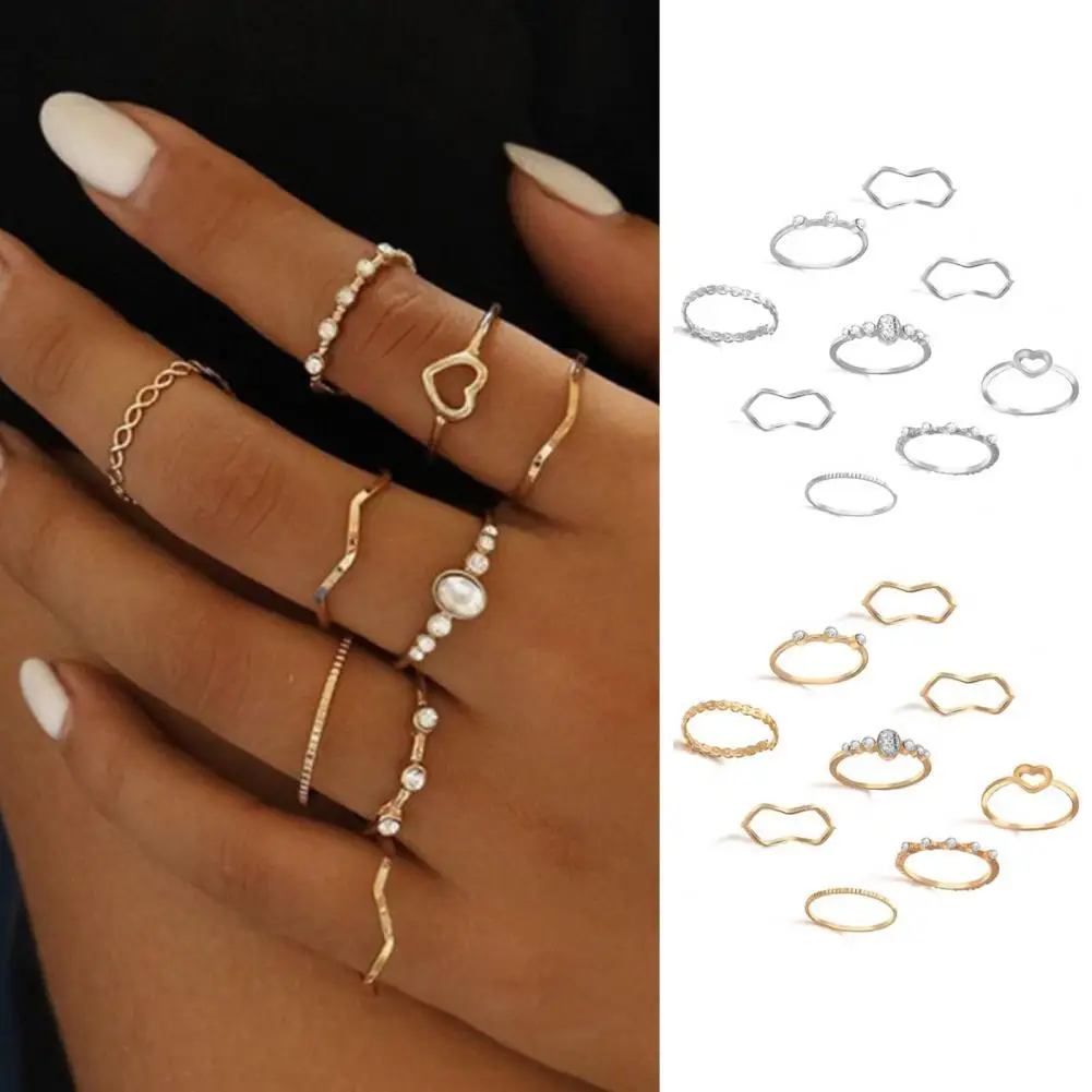 

9 Pcs/Set Lady Finger Ring Exquisite Vintage Simple Creative Ring Set for Gift