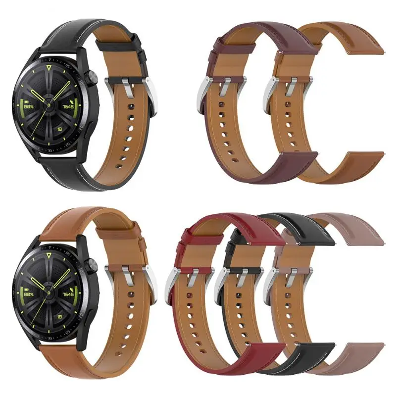 

22mm Cowhide Leather Watch Band Strap For Amazfit Huawei GTR For Samsung Galaxy Watch Gear S3 WatchBand Replacement Accessories