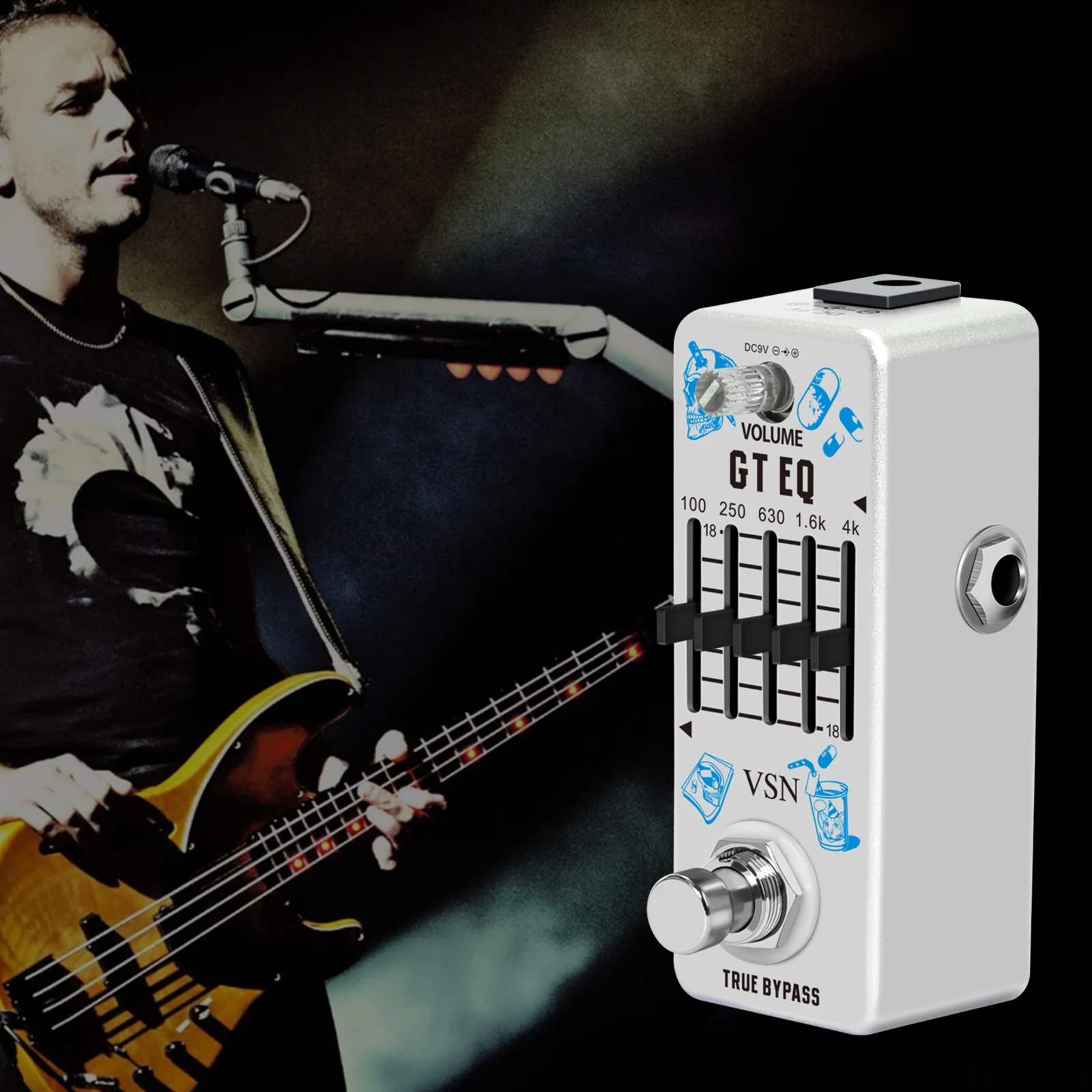VSN фотогитара Φ 5-band Параметрическая педаль эффектов компенсатор частоты ± 18 дБ
