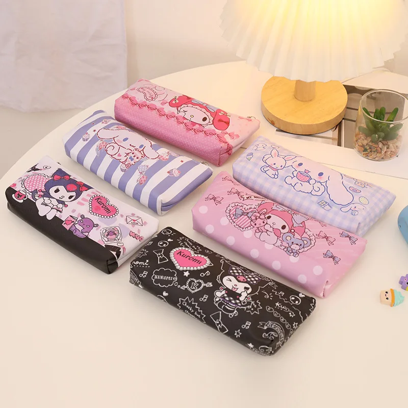 

Sanrio My Melody Kuromi Pencil Cases Cute Cartoon Cinnamoroll PU Large Capacity Student Stationery Bag Pencil Bag Storage Bags