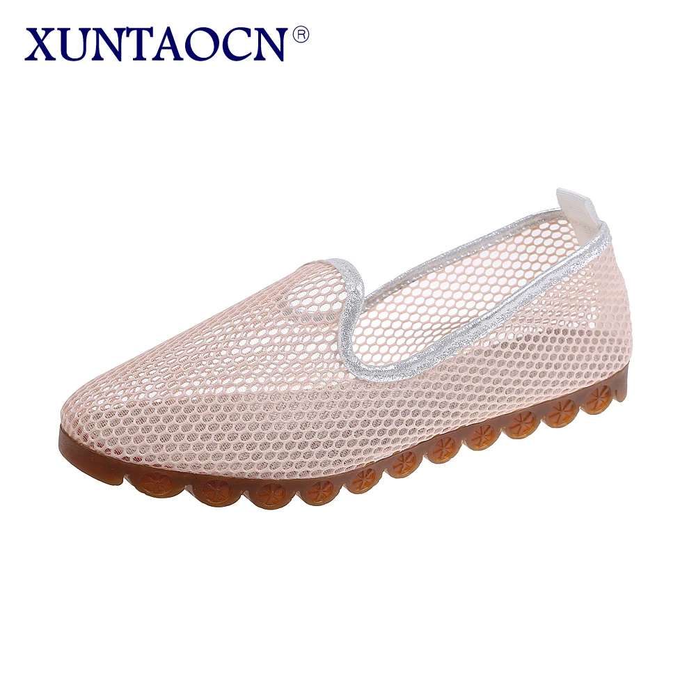 

Ladies Leisure Breathable Mesh Sandals Women's Daily Transparent Shallow Flat Shoes Summer Walking Non-Slip Loafers Size 35-40