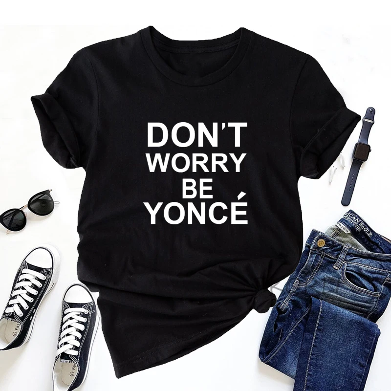 

Don't Worry T Shirt Women Letter Print Tshirt Summer Vintage Short Sleeve Tee Shirt Streetwear Women's Tops Tees