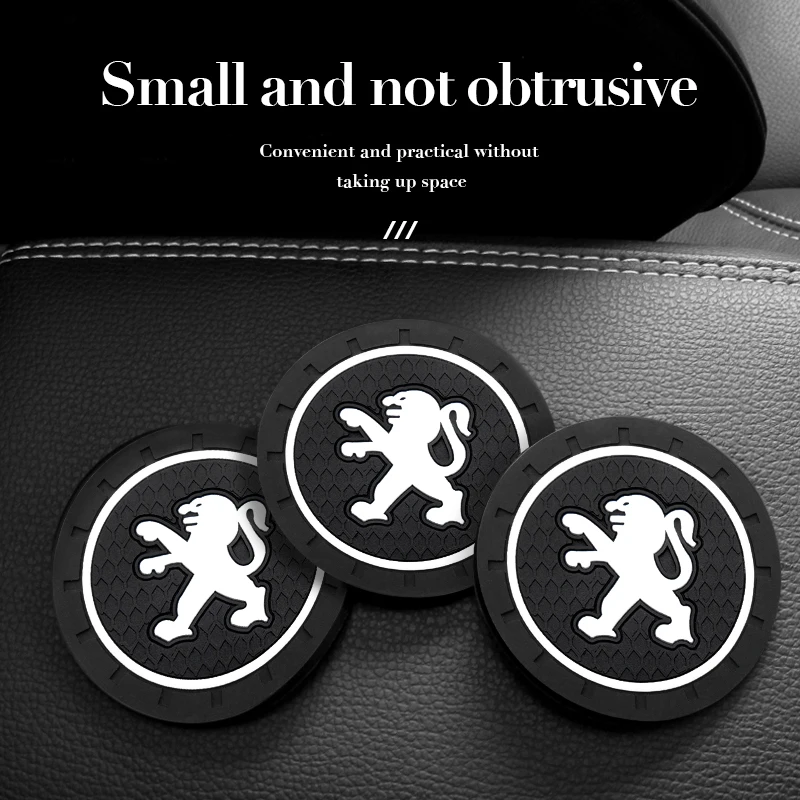 

2PCS Non-slip Car Water Cup Pad Rubber Mat Bottle Holder Coaster Anti-skid For Peugeot 206 307 308 207 407 3008 208 508 2008