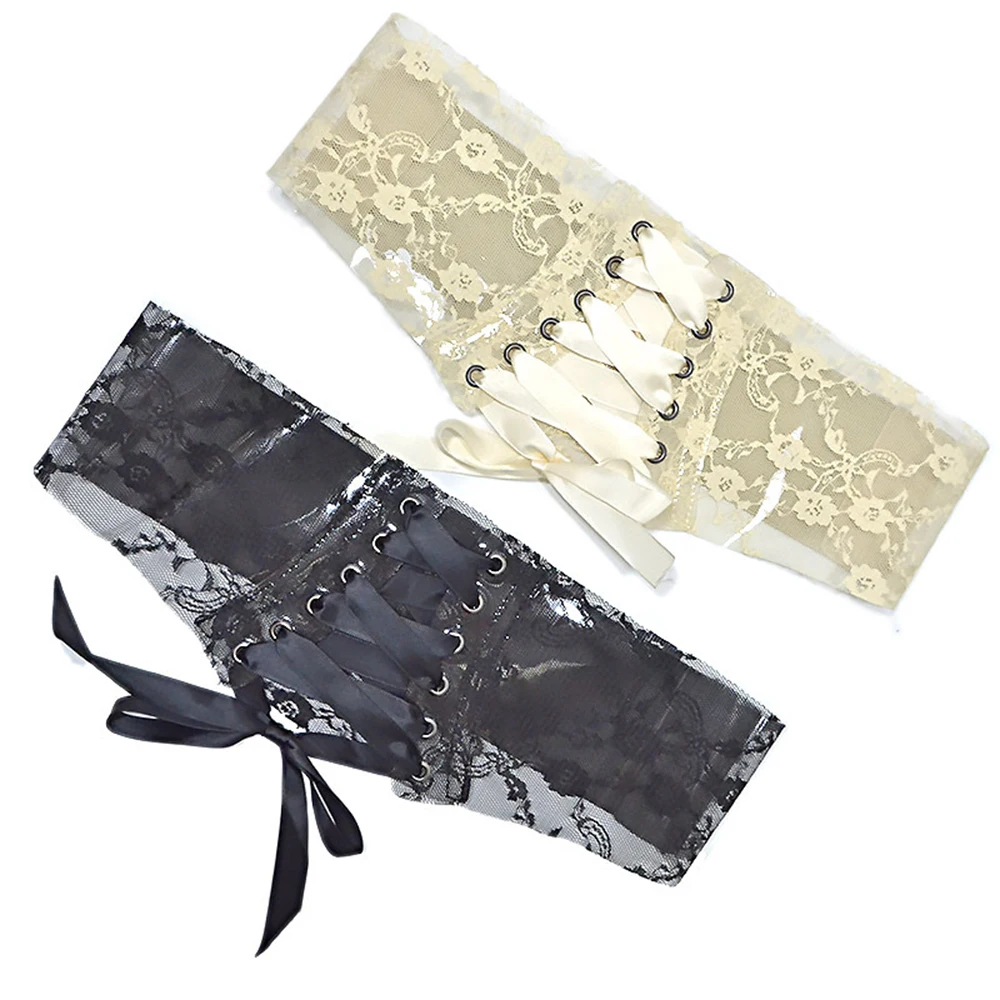 Women's Versatile Transparent Antique Lace Print Wide Waist Cover Belts For Women Luxury Designer Brand 2023 SCM0096