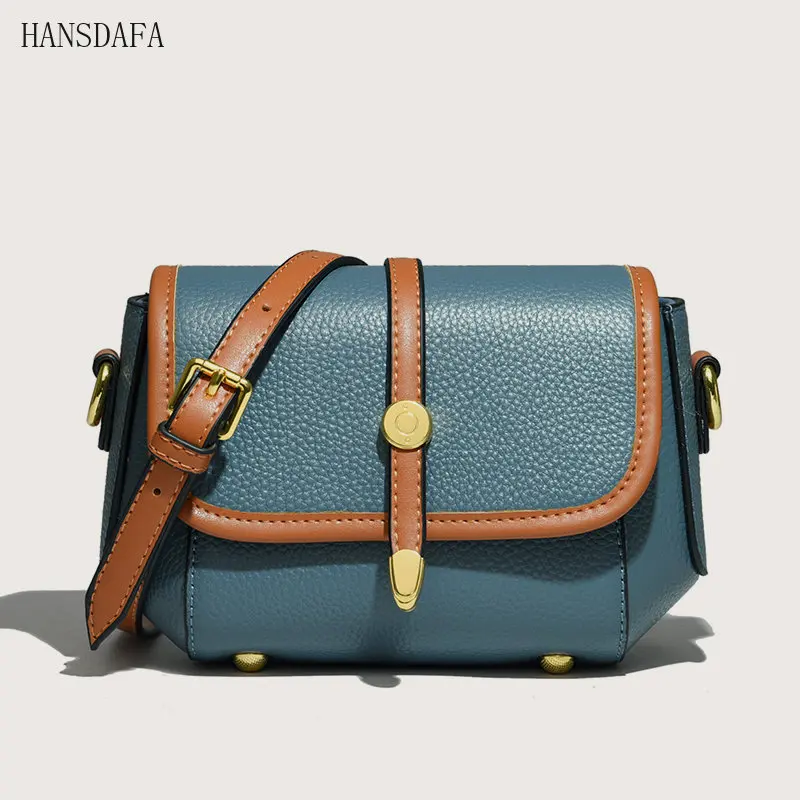 

High Quality Genuine Leather Shoulder Crossbody Bag for Women 2023 New Luxury Solid Color Cow Leather Women's Bag Ladies Handbag