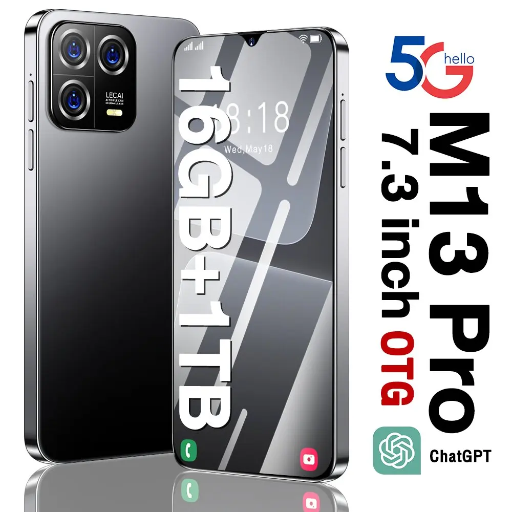 

Brand New M13 Pro Smartphone Android 7.3 Inch HD Full Screen 16GB+1TB Mobile Phones Global Version 5G Dual SIM Card Cell Phone
