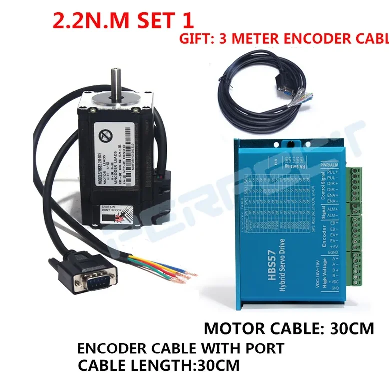 Шаговый двигатель Nema 23 2.2 Нм 57HSE2.2N + драйвер HBS57