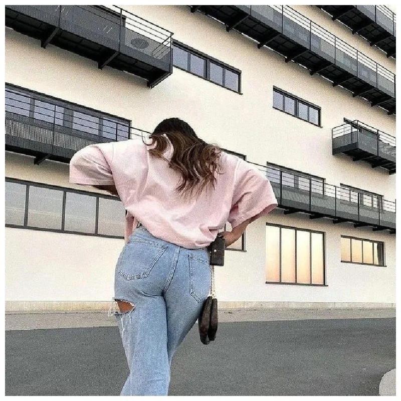 New Fashion Ripped Hole Washed Casual High Waist Straight Jeans Women's Mother Jeans Women's Pants 2021 New Summer