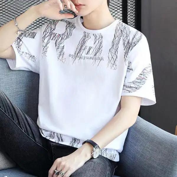 

W2606-summer swallow embroidery short sleeve t-shirt men's fashion casual round neck