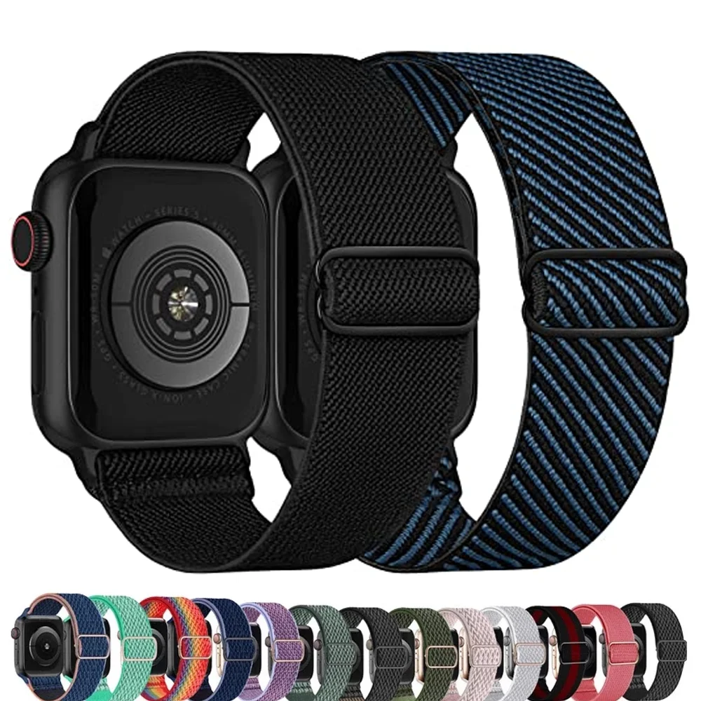 

Ремешок Плетеный для Apple Watch band 44 мм 40 мм 45 мм 41 мм 42 мм 38 мм, браслет для соло iWatch series 3 5 SE 6 7, аксессуары для часов