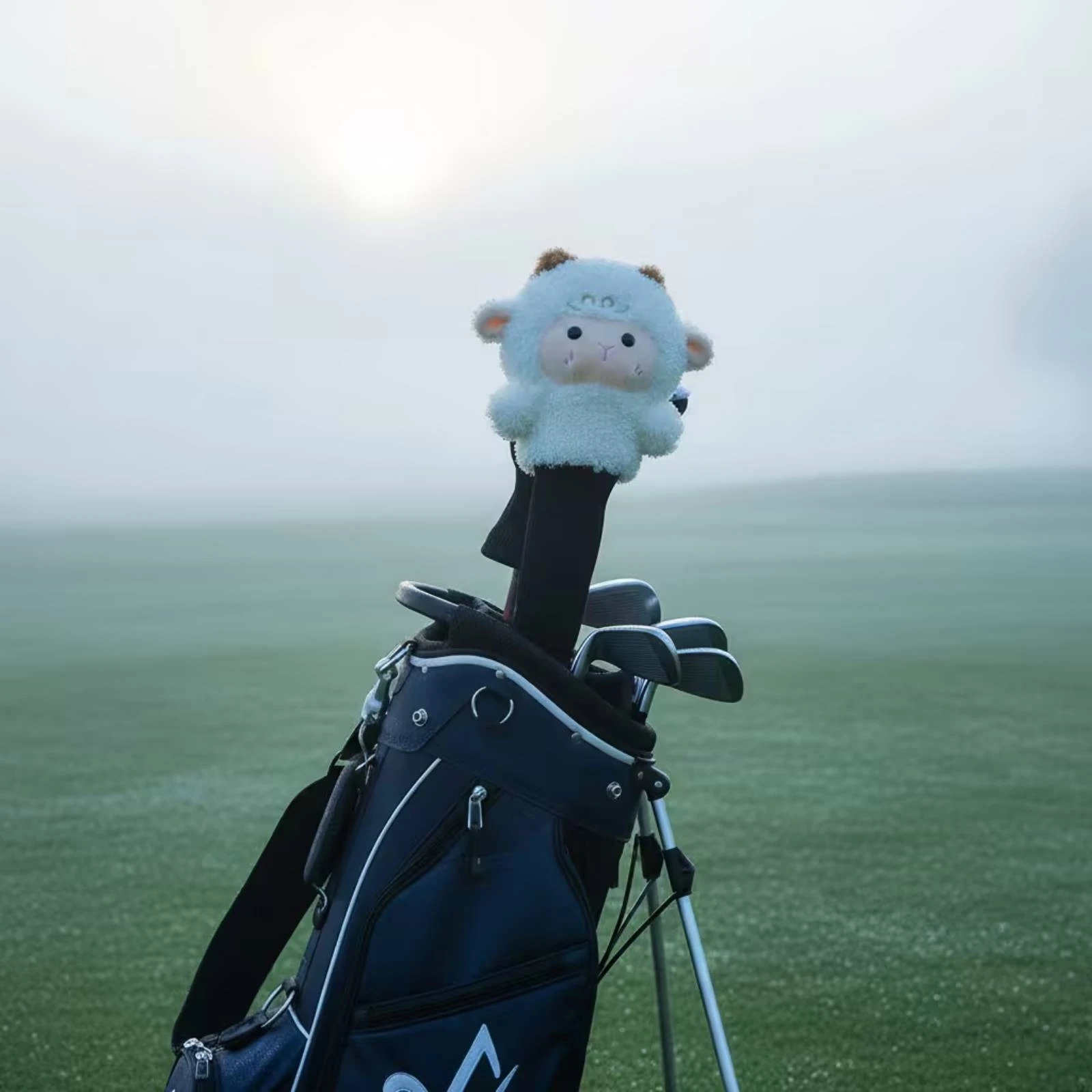 Фото Вязаный мягкий и пушистый чехол для гольф-клюшки Sheep Golf с вышитыми деталями и защитой №4