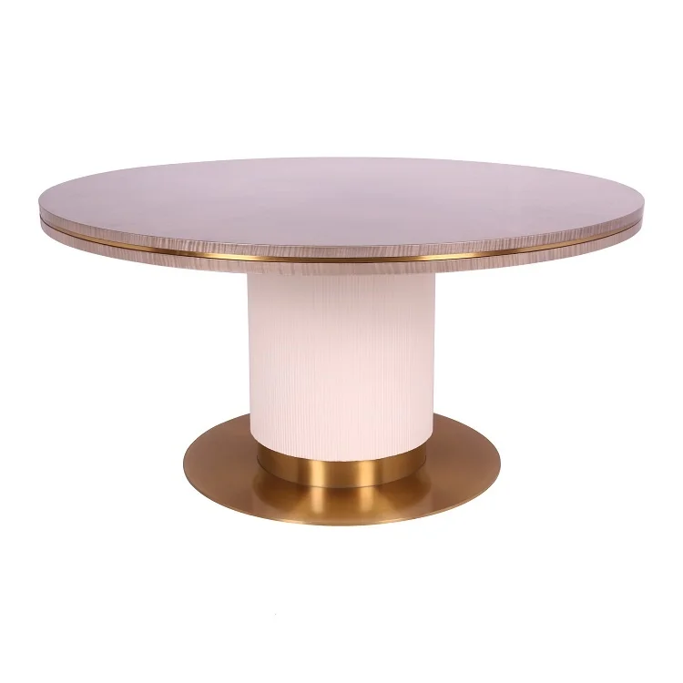 

Modern luxury dining table, stainless steel, MDF, champagne gold